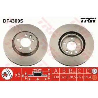 Jeu de 2 disques de frein avant TRW DF4309S