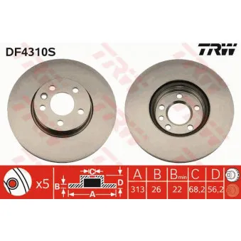Jeu de 2 disques de frein avant TRW DF4310S