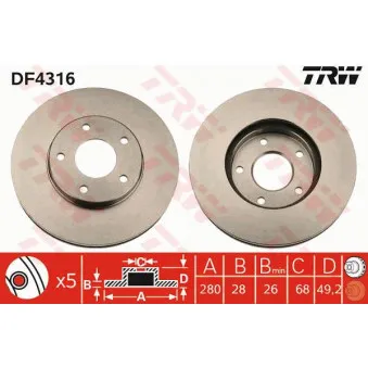 Jeu de 2 disques de frein avant TRW
