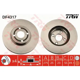 Jeu de 2 disques de frein avant TRW DF4317