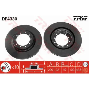 Jeu de 2 disques de frein avant TRW DF4330