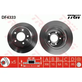 Jeu de 2 disques de frein arrière TRW