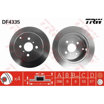 Jeu de 2 disques de frein arrière TRW DF4335