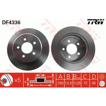 Jeu de 2 disques de frein arrière TRW