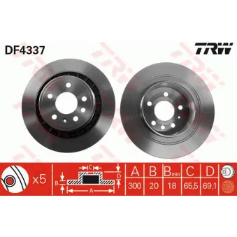Jeu de 2 disques de frein arrière TRW DF4337