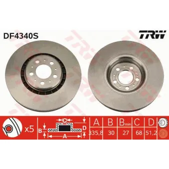 Jeu de 2 disques de frein avant TRW DF4340S