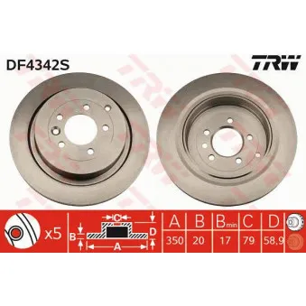 Jeu de 2 disques de frein arrière TRW