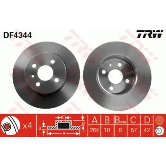 Jeu de 2 disques de frein arrière TRW DF4344