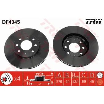 Jeu de 2 disques de frein avant TRW