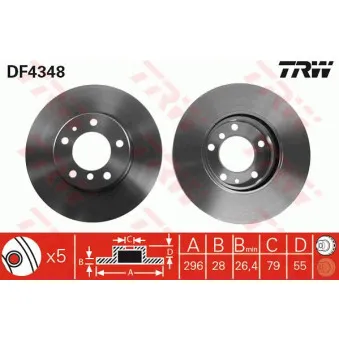 Jeu de 2 disques de frein avant TRW DF4348