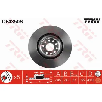 Jeu de 2 disques de frein avant TRW DF4350S