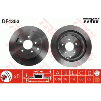 Jeu de 2 disques de frein arrière TRW