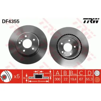 Jeu de 2 disques de frein arrière TRW DF4355