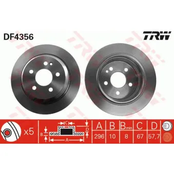 Jeu de 2 disques de frein arrière TRW DF4356