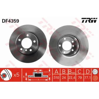 Jeu de 2 disques de frein avant TRW