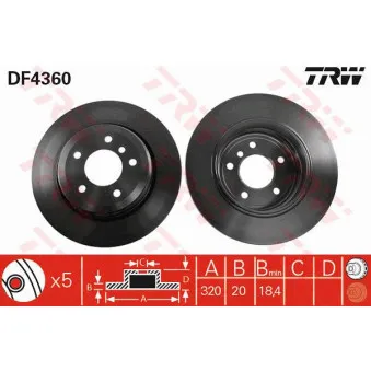 Jeu de 2 disques de frein arrière TRW DF4360