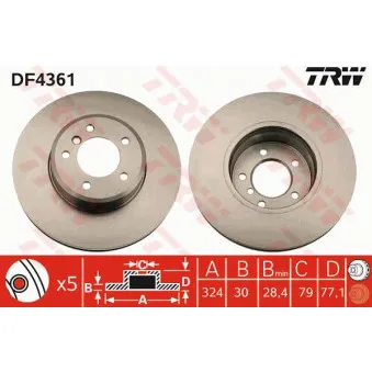 Jeu de 2 disques de frein avant TRW DF4361