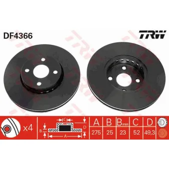 Jeu de 2 disques de frein avant TRW DF4366