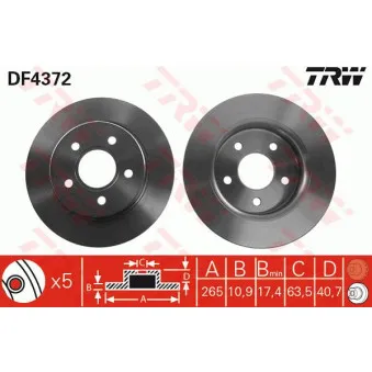 Jeu de 2 disques de frein arrière TRW
