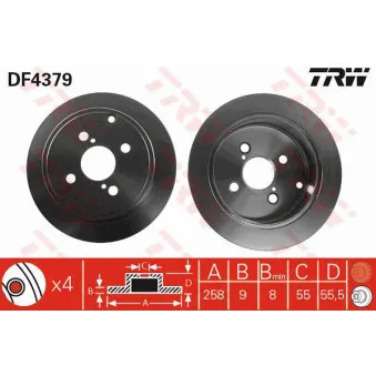 Jeu de 2 disques de frein arrière TRW DF4379