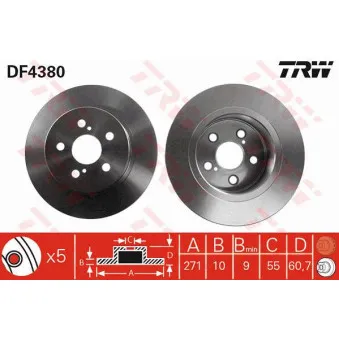 Jeu de 2 disques de frein arrière TRW