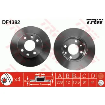 Jeu de 2 disques de frein avant TRW DF4382