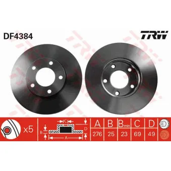 Jeu de 2 disques de frein avant TRW
