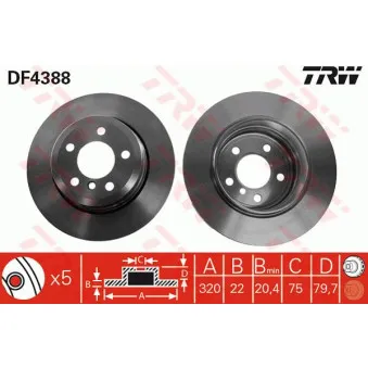 Jeu de 2 disques de frein arrière TRW DF4388