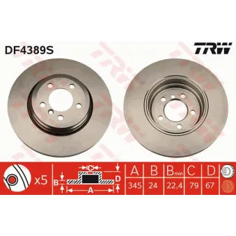 Jeu de 2 disques de frein arrière TRW