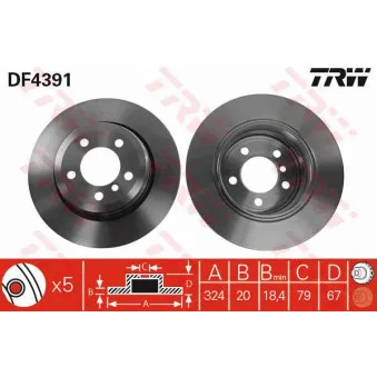 Jeu de 2 disques de frein arrière TRW
