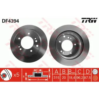 Jeu de 2 disques de frein arrière TRW