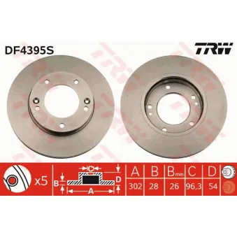 Jeu de 2 disques de frein avant TRW DF4395S