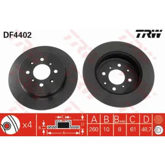 Jeu de 2 disques de frein arrière TRW DF4402