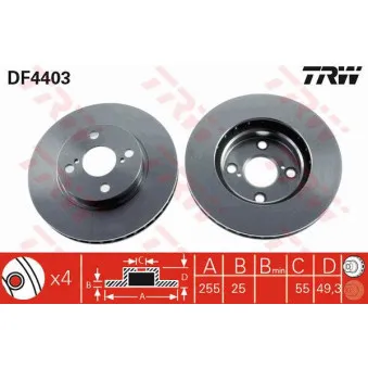 Jeu de 2 disques de frein avant TRW