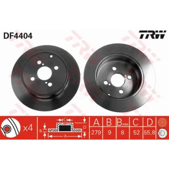 Jeu de 2 disques de frein arrière TRW DF4404