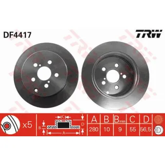 Jeu de 2 disques de frein arrière TRW