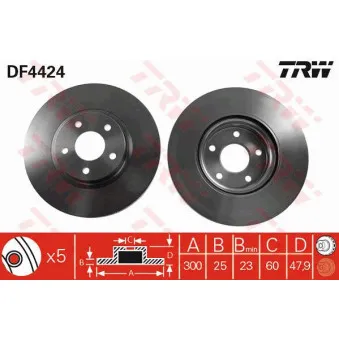 Jeu de 2 disques de frein avant TRW DF4424