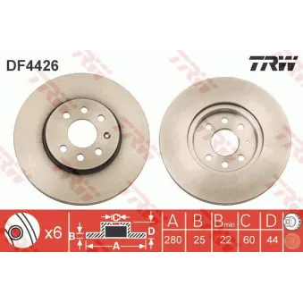 Jeu de 2 disques de frein avant TRW DF4426