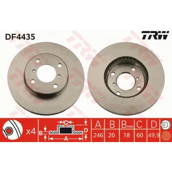 Jeu de 2 disques de frein avant TRW DF4435