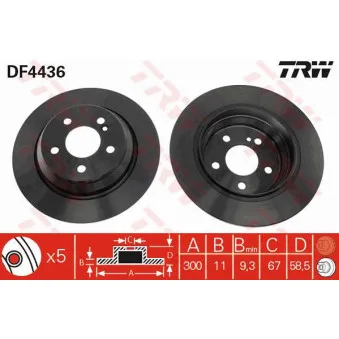 Jeu de 2 disques de frein arrière TRW DF4436