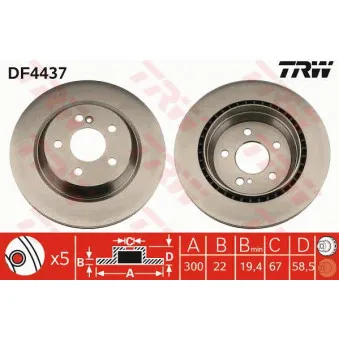Jeu de 2 disques de frein arrière TRW DF4437