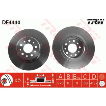 Jeu de 2 disques de frein arrière TRW DF4440