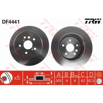 Jeu de 2 disques de frein arrière TRW DF4441