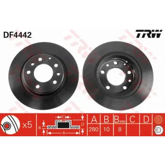Jeu de 2 disques de frein arrière TRW DF4442