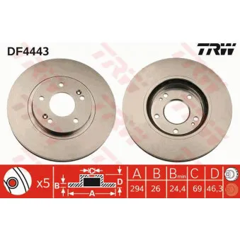 Jeu de 2 disques de frein avant TRW DF4443