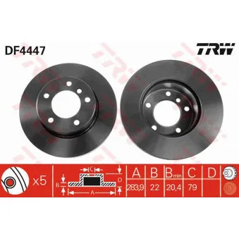 Jeu de 2 disques de frein avant TRW DF4447