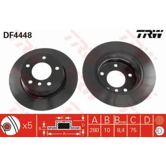 Jeu de 2 disques de frein arrière TRW