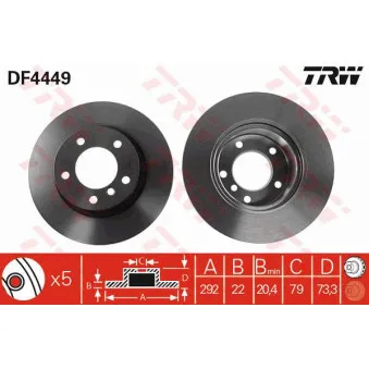 Jeu de 2 disques de frein avant TRW DF4449