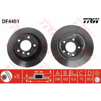 Jeu de 2 disques de frein arrière TRW