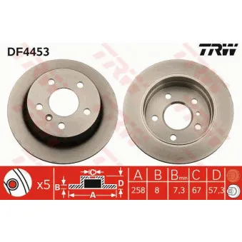 Jeu de 2 disques de frein arrière TRW DF4453